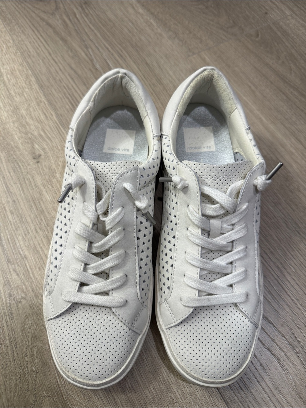 Dolce Vita White Perforated Lace-Up Sneakers